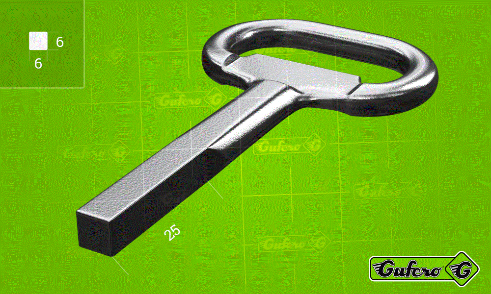 Socket key - square (metal ze stopu cynku, ocynkowany)