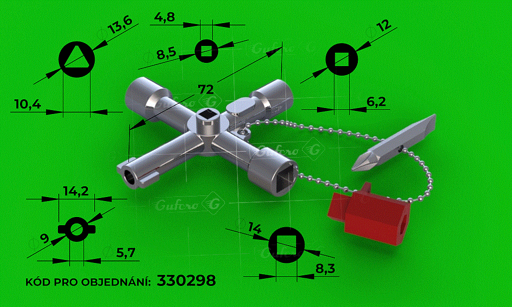 univerzlis kulcs - D (zinc alloy metal, zinc plated)