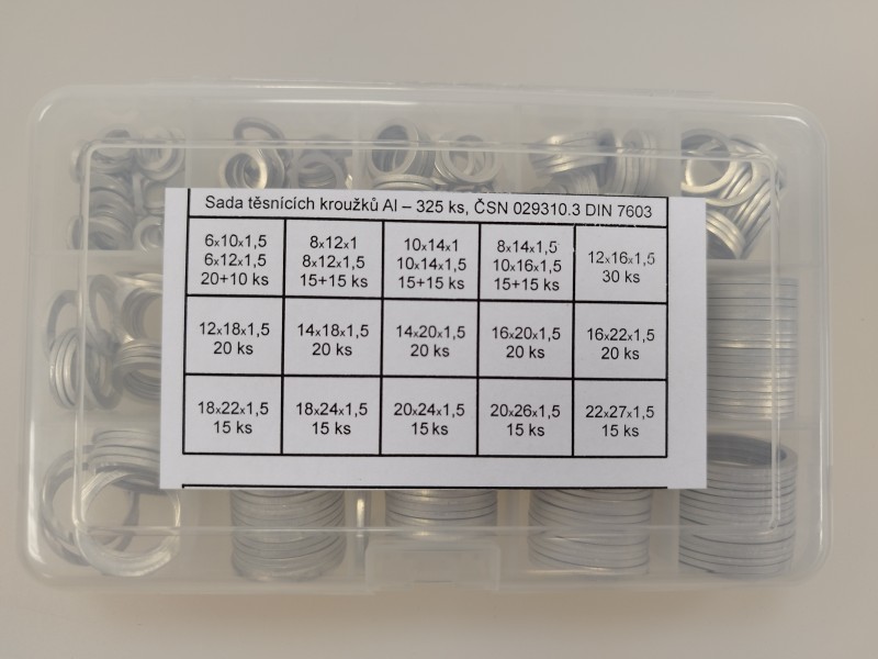 Arandela de aluminio - BOX 19 tipos - 325 pc AL
