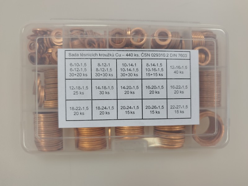 Arandela de cobre - BOX 19 tipos - 440 pc UNIVERSAL CU