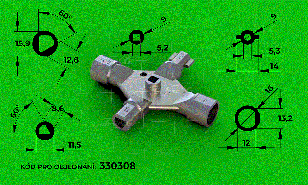 univerzlis kulcs - LK6 (zinc alloy metal, zinc plated)