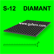 Gerippte Gummimatte S-12 DIAMANT KARO schwarz